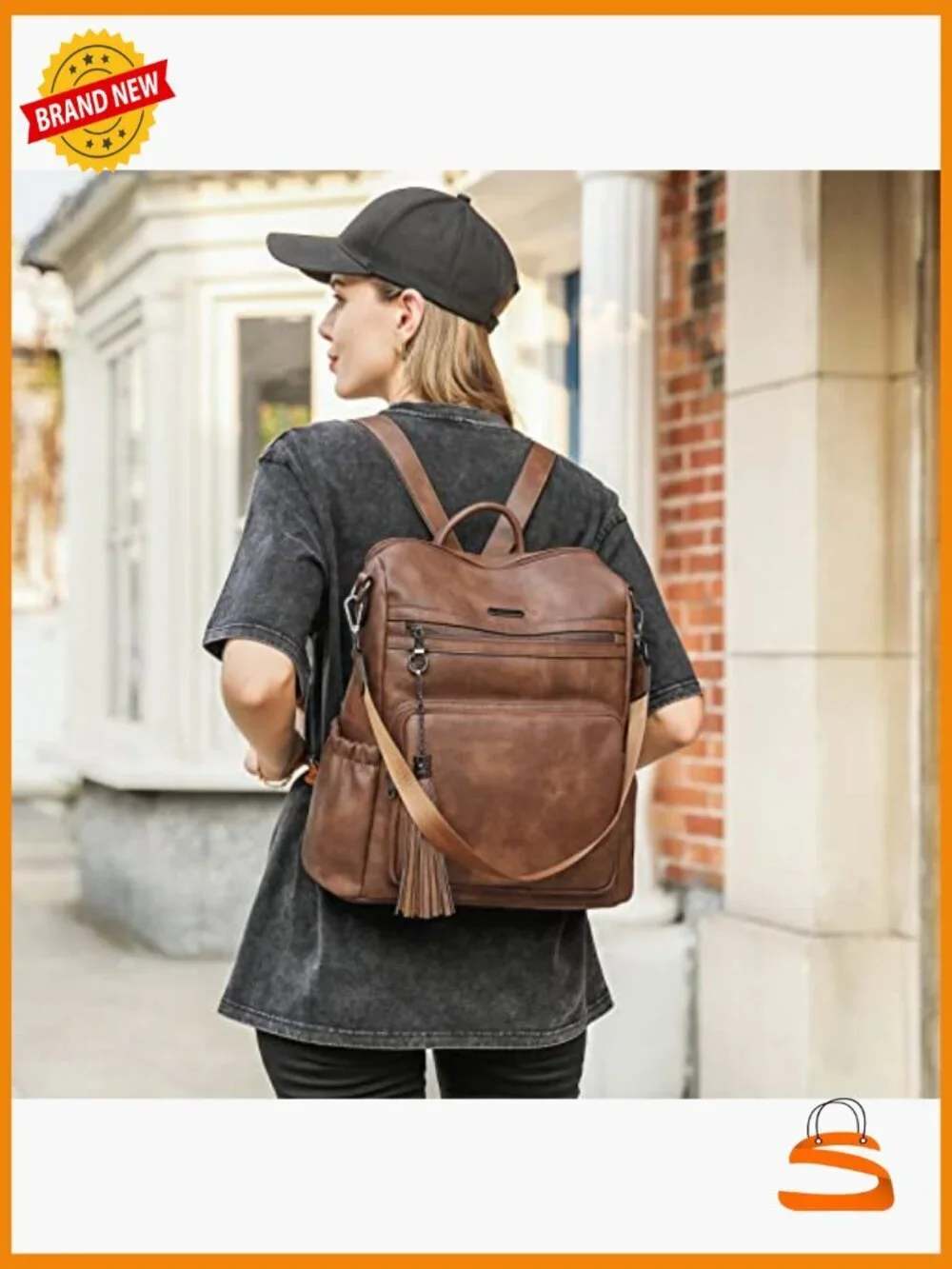 Large Leather Fashion Backpack Purse Women Travel Convertible Shoulder Bag